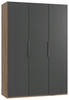 DREHTÜRENSCHRANK 3-türig Graphitfarben, Eichefarben  - Chromfarben/Eichefarben, MODERN (150/216/58cm) - MID.YOU