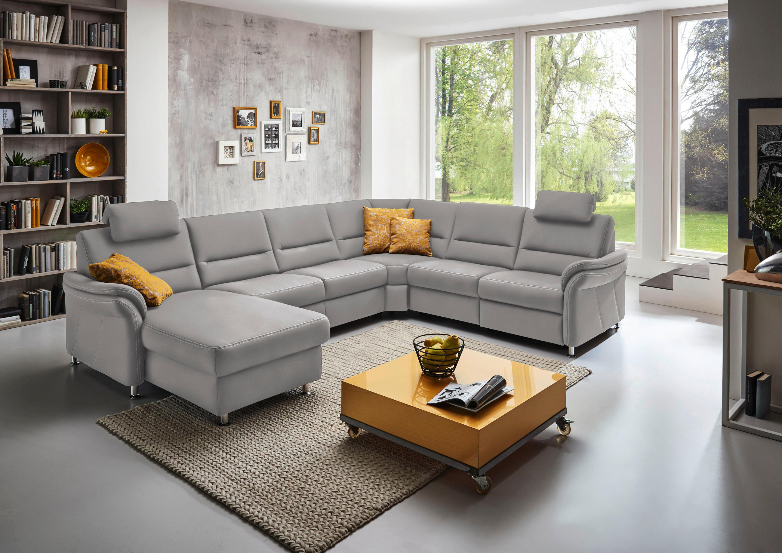 SOFFA i mikrofiber ecru  - aluminiumfärg/ecru, Klassisk, metall/textil (173/330/262cm) - Beldomo System