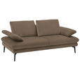 2,5-SITZER in Velours Hellbraun  - Hellbraun/Beige, Design, Textil/Metall (196/89/104cm) - Dieter Knoll