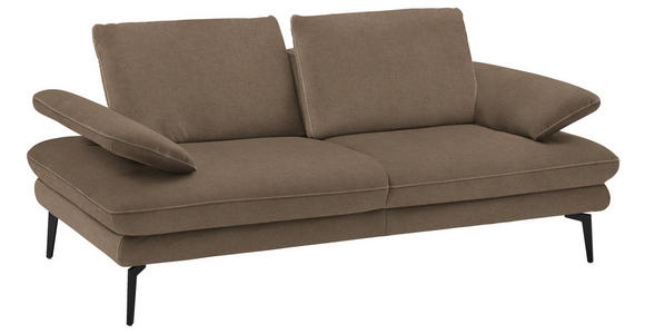 2,5-SITZER in Velours Hellbraun  - Hellbraun/Beige, Design, Textil/Metall (196/89/104cm) - Dieter Knoll