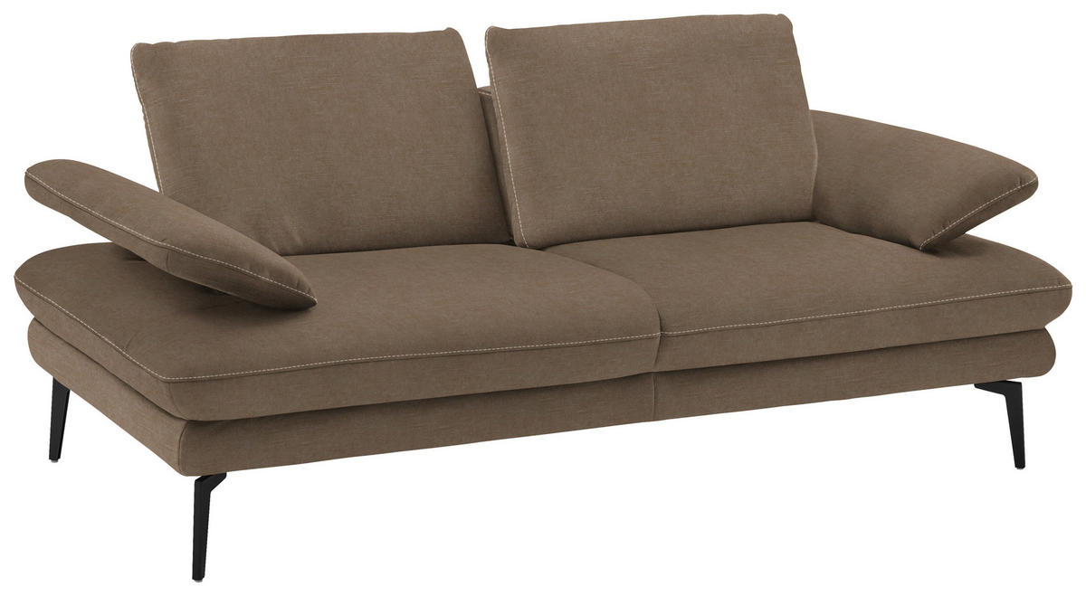 2,5-SITZER in Velours Hellbraun  - Hellbraun/Beige, Design, Textil/Metall (196/89/104cm) - Dieter Knoll