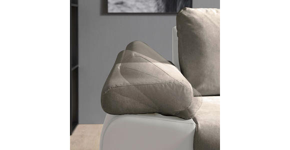 ECKSOFA  in Flachgewebe Weiß, Beige  271/175 cm  - Beige/Weiß, Design, Kunststoff/Textil (271/175cm) - Xora