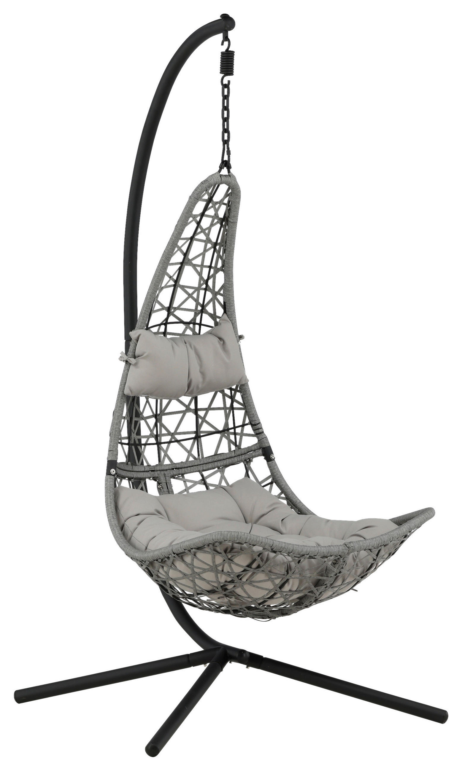 HÄNGESESSEL 132/205/130 cm  - Schwarz/Grau, KONVENTIONELL, Kunststoff (132/205/130cm) - Gardenson