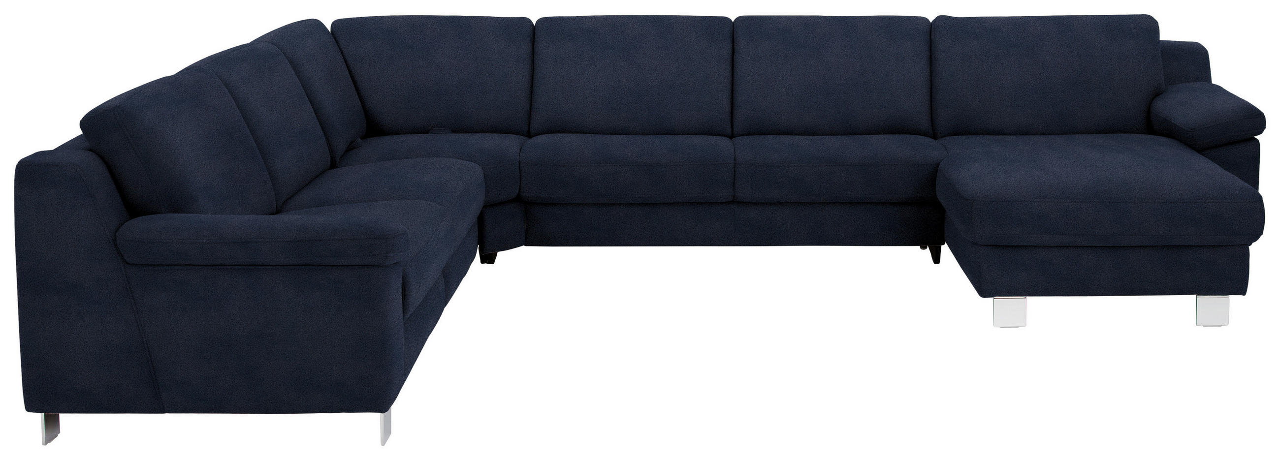 WOHNLANDSCHAFT in Mikrofaser Blau  - Chromfarben/Blau, Design, Textil/Metall (278/364/166cm) - Valdera