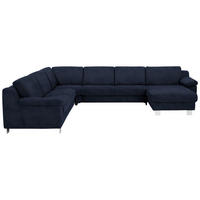 WOHNLANDSCHAFT in Mikrofaser Blau  - Chromfarben/Blau, Design, Textil/Metall (278/364/166cm) - Valdera