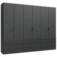 FALTTÜRENSCHRANK 300/216/58 cm, 3 Tür(en), Graphitfarben  - Schwarz/Graphitfarben, Design, Holzwerkstoff (300/216/58cm) - Boxxx