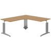ECKSCHREIBTISCH 180/180/70-82 cm  in Grau, Eichefarben, Alufarben  - Eichefarben/Alufarben, Konventionell, Holzwerkstoff/Metall (180/180/70-82cm) - Moderano