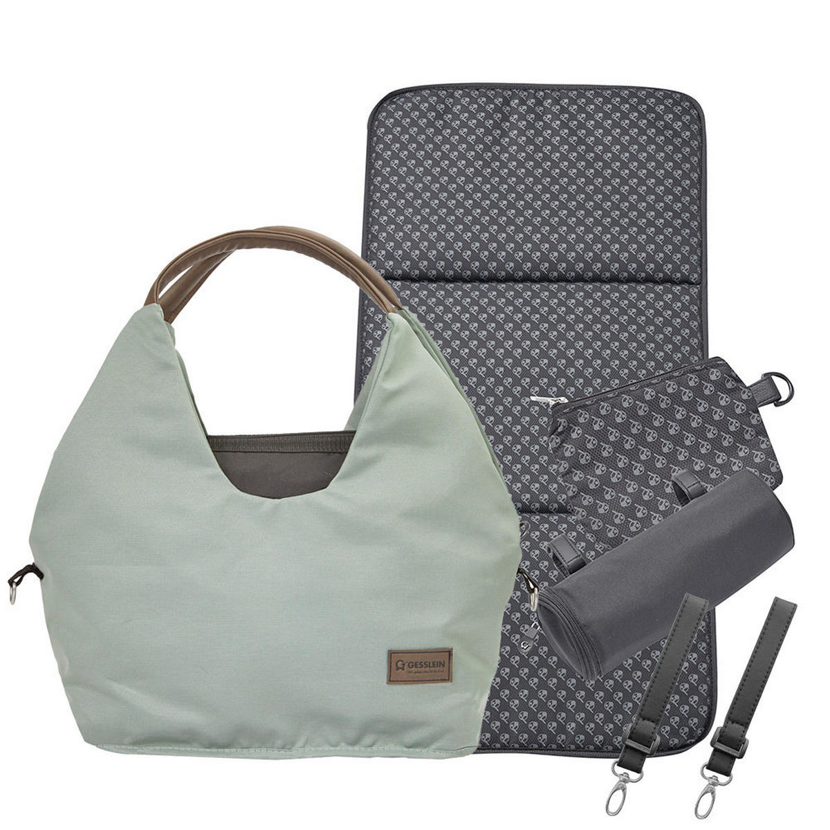 KINDERWAGENSET FX4 Swing Set  - Schwarz/Mintgrün, Basics, Textil (100/55/130cm) - Gesslein