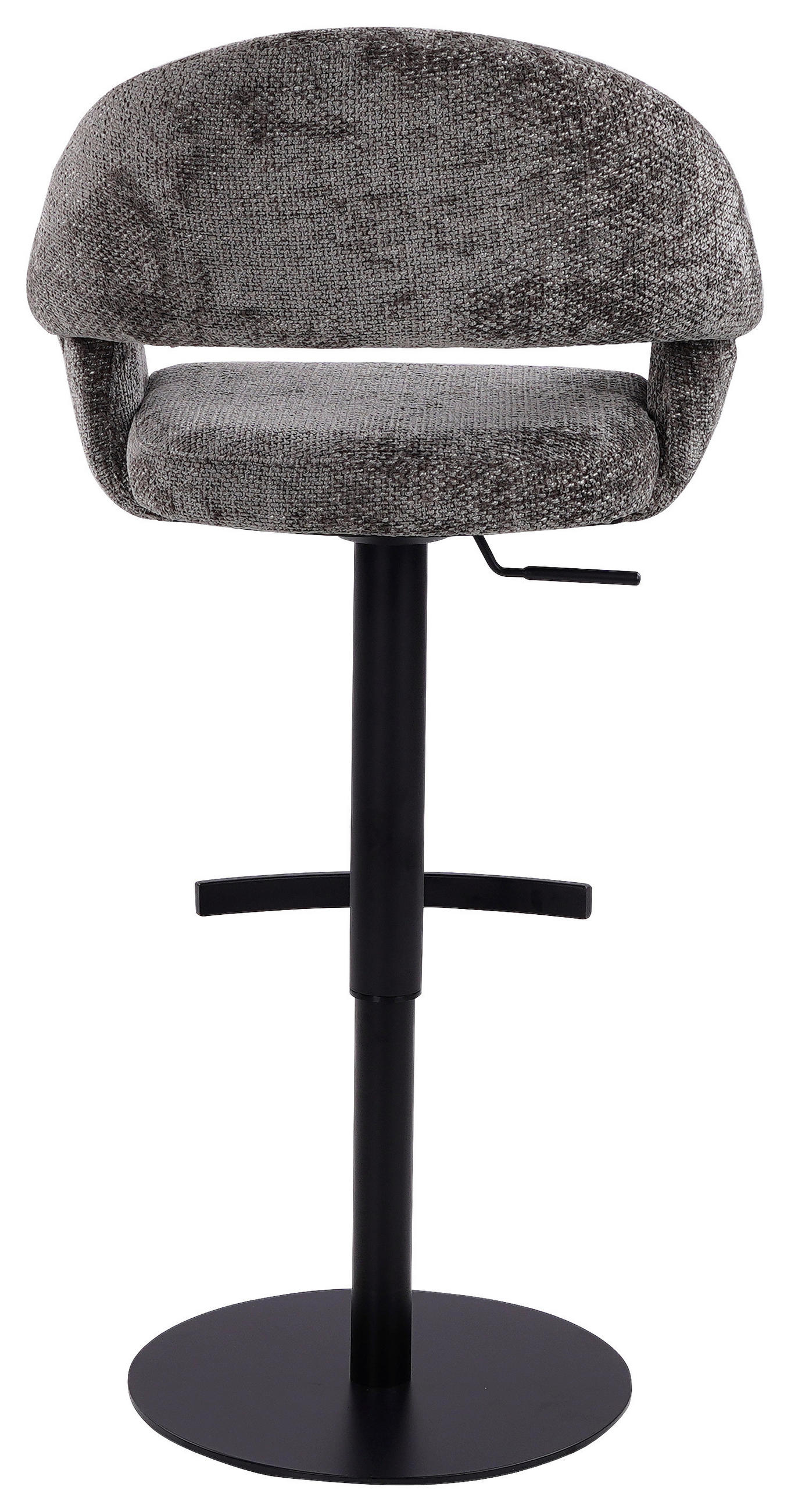 BARHOCKER Webstoff Grau, Schwarz Eisen Sitzfläche 360° drehbar  - Schwarz/Grau, KONVENTIONELL, Textil/Metall (56,5/87-112/57,5cm) - Livetastic