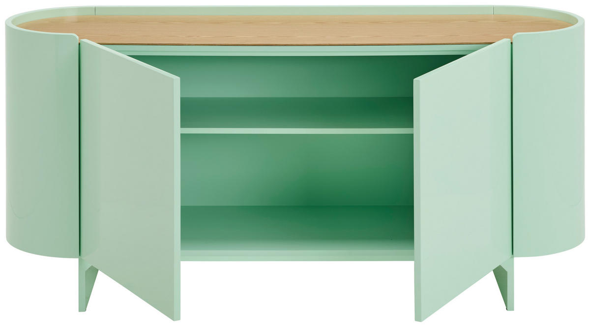 SIDEBOARD  in 160/75/45 cm  - Eichefarben/Grün, Design, Holz/Holzwerkstoff (160/75/45cm) - Novel