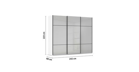 SCHWEBETÜRENSCHRANK  in Grau, Weiß  - Schwarz/Weiß, KONVENTIONELL, Glas/Holzwerkstoff (242/223/68cm) - Novel