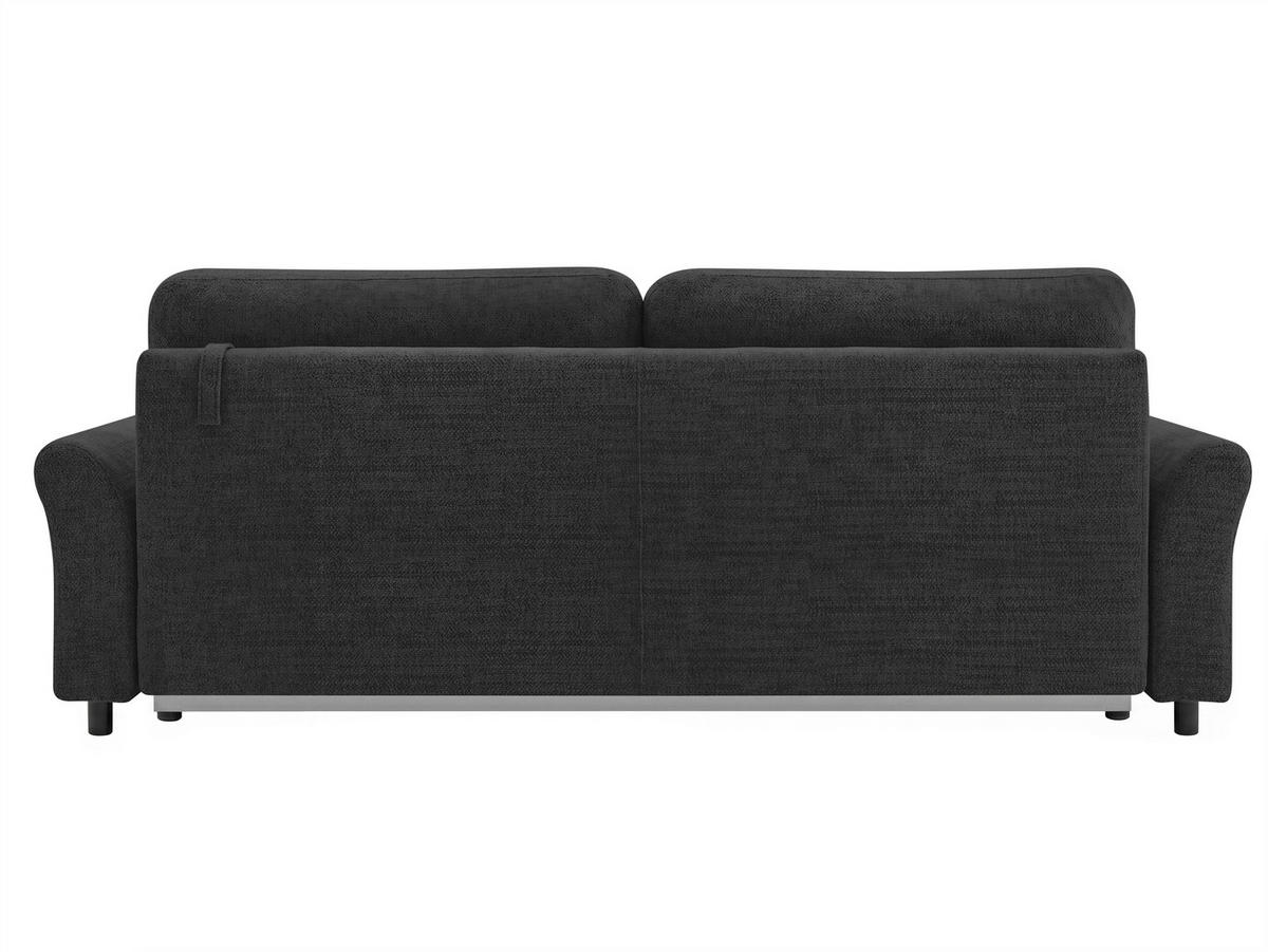 SCHLAFSOFA Flachgewebe, Struktur Schwarz  inkl. Zierkissen, Rückenkissen, Bettkasten, Schlaffunktion, Rücken echt  - Schwarz, Design, Textil (244/88/100cm) - P & B