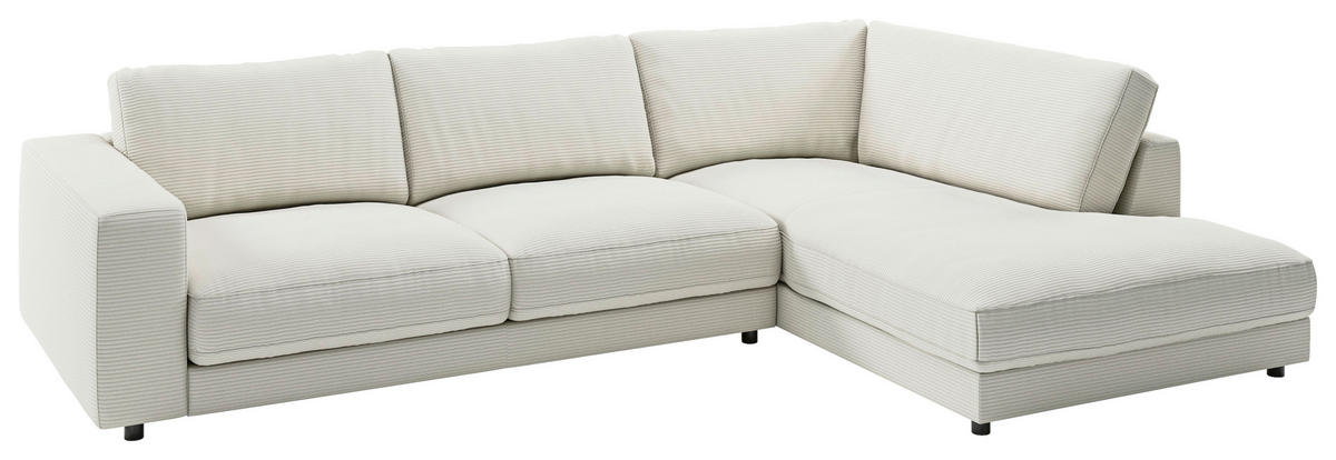 ECKSOFA in Cord Hellgrau  - Hellgrau/Schwarz, Design, Kunststoff/Textil (325/224cm) - Pure Home Lifestyle