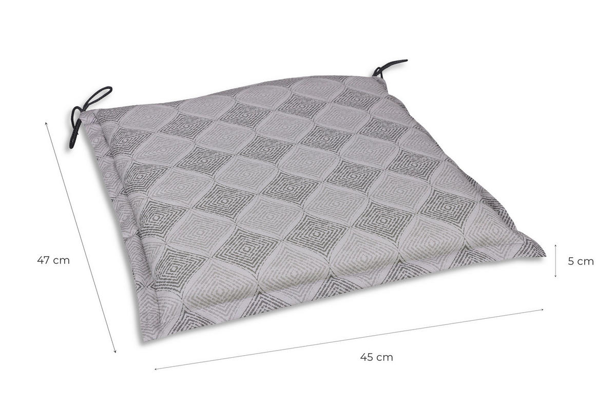 GARTENSITZKISSENSET in Grau Raute  - Grau, Basics, Textil (45/5/47cm)