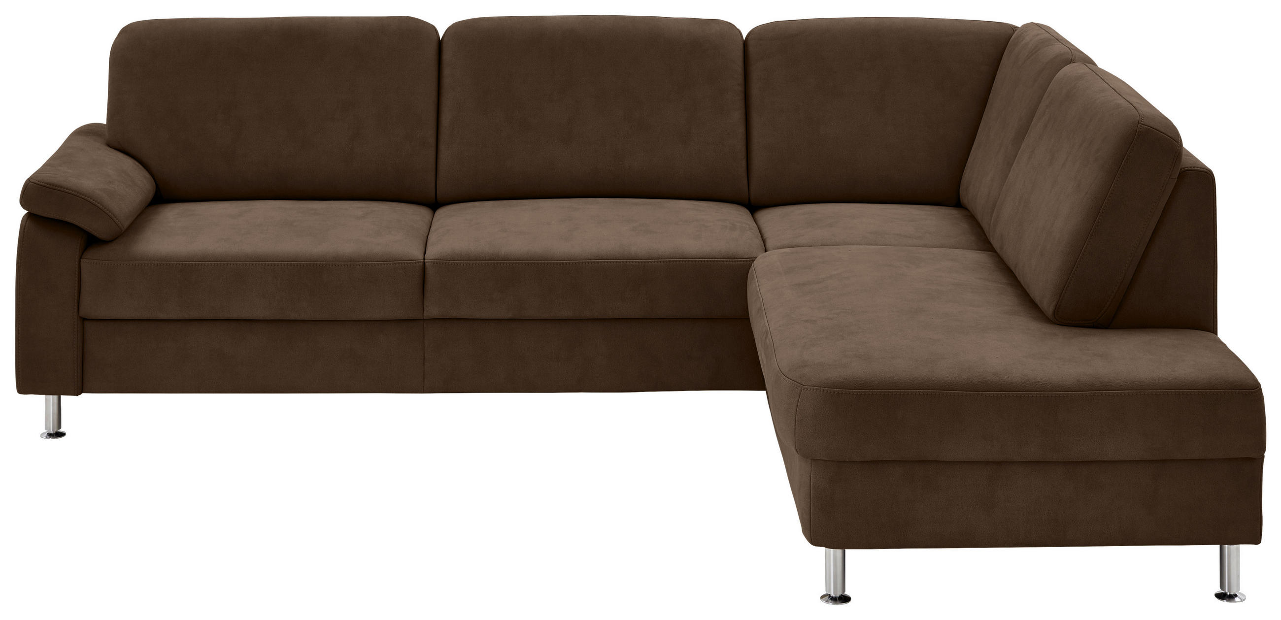 ECKSOFA Braun Mikrofaser  - Braun, Design, Textil/Metall (266/202cm) - Beldomo System