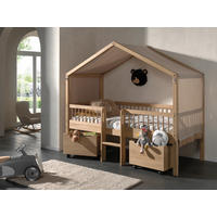 HAUSBETT Absturzsicherung, Leiter, Rollrost, Bettschublade 90/200 cm  in Eichefarben  - Eichefarben/Naturfarben, MODERN, Holz (90/200cm) - MID.YOU