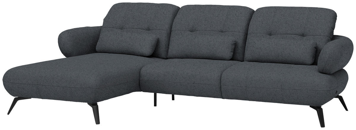 ECKSOFA Chenille Dunkelgrau  - Dunkelgrau/Schwarz, Modern, Textil/Metall (180/282cm) - Novel