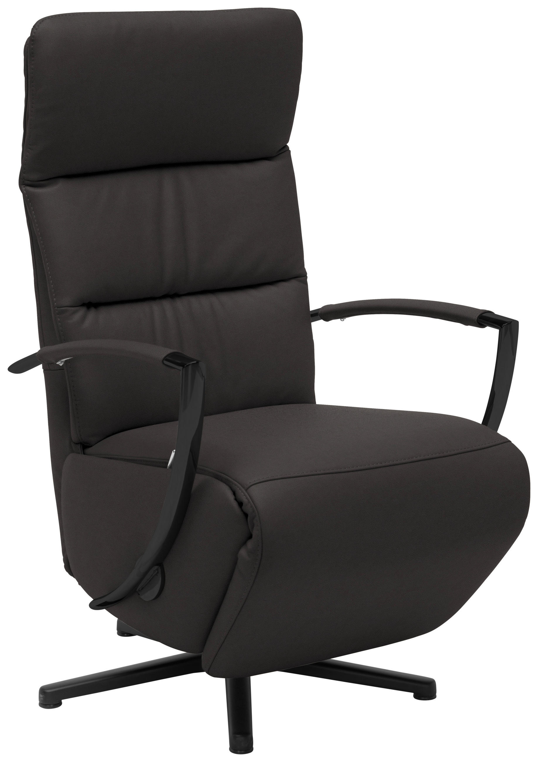RELAXSESSEL in Leder Mokka  - Schwarz/Mokka, Design, Leder/Metall (64/112/80cm) - Cantus