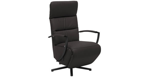 RELAXSESSEL in Leder Mokka - Schwarz/Mokka, Design, Leder/Metall (64/112/80cm) - Cantus