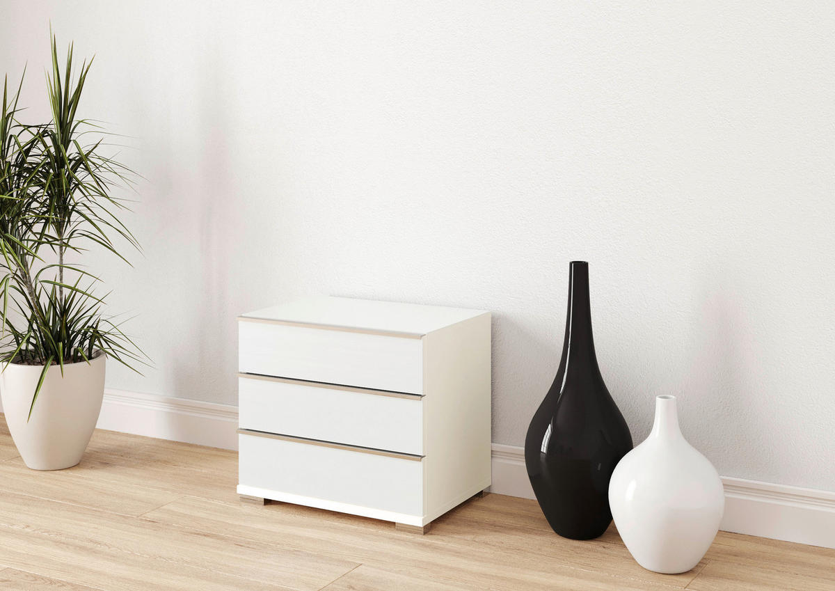 NACHTSCHRANK 60/53/42 cm  - Chromfarben/Weiß, Design, Glas/Holzwerkstoff (60/53/42cm) - Musterring