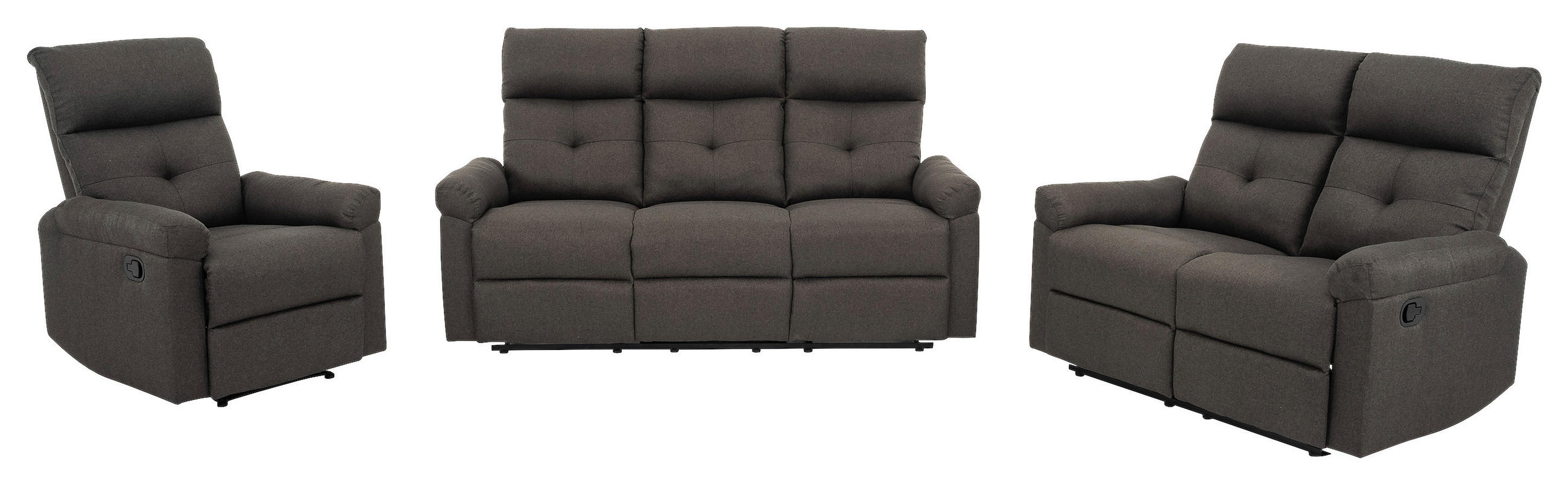 SITZGARNITUR Webstoff Graubraun  - Graubraun/Schwarz, KONVENTIONELL, Kunststoff/Textil - P & B