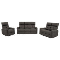 SITZGARNITUR Webstoff Graubraun  - Graubraun/Schwarz, KONVENTIONELL, Kunststoff/Textil - P & B