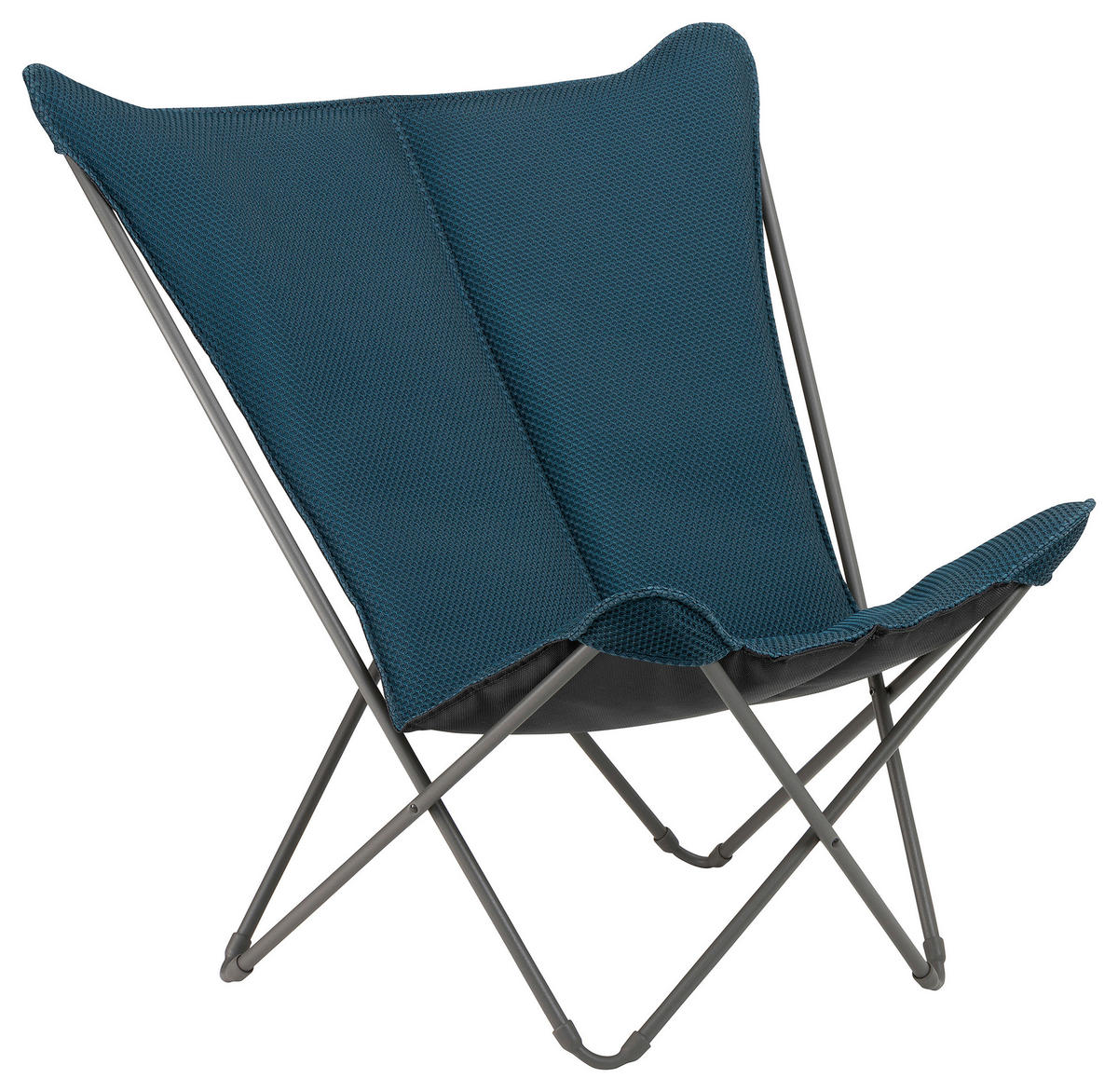 GARTEN-RELAXSESSEL Stahl  - Titanfarben/Dunkelblau, Basics, Kunststoff/Metall (91/87/83cm) - Lafuma Mobilier