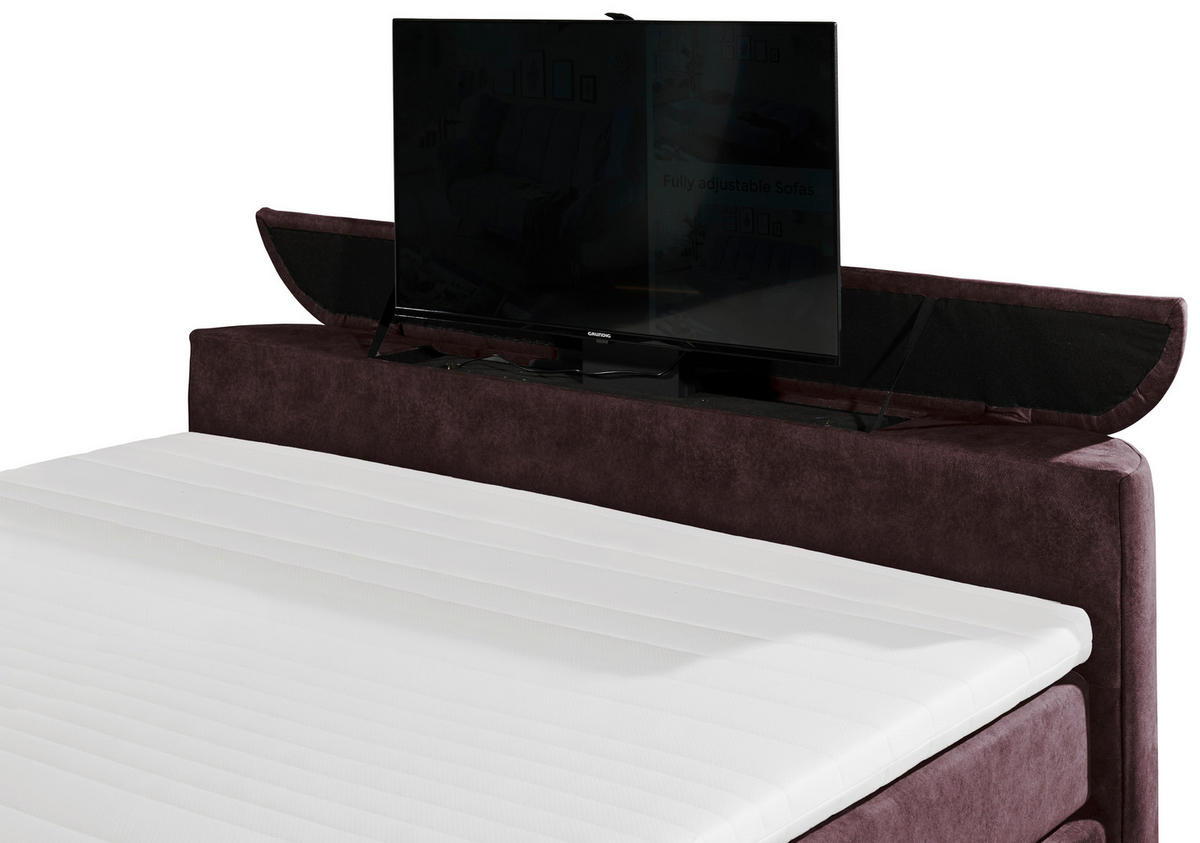 BOXSPRINGBETT 180/200 cm  in Aubergine  - Aubergine, MODERN, Holzwerkstoff/Kunststoff (180/200cm) - MID.YOU