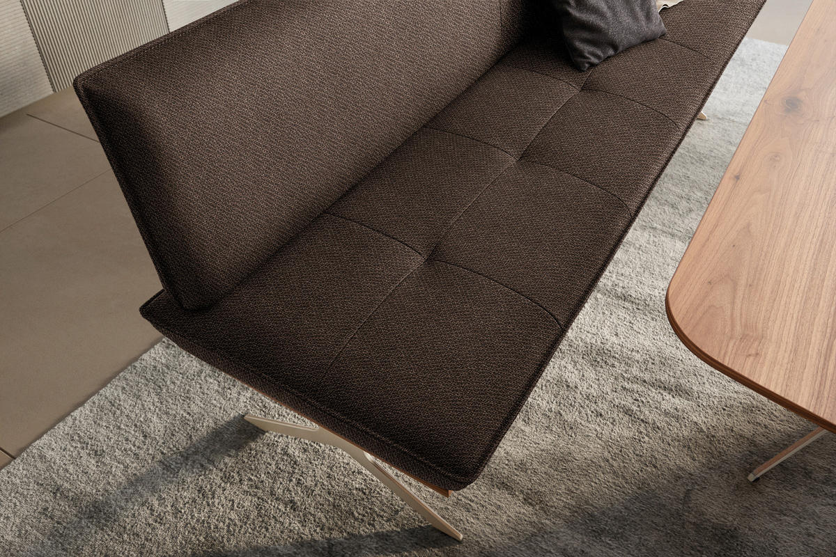 SITZBANK 214/88/66 cm  in Braun, Nussbaumfarben, Nickelfarben  - Edelstahlfarben/Nussbaumfarben, Design, Holz/Textil (214/88/66cm) - Koinor