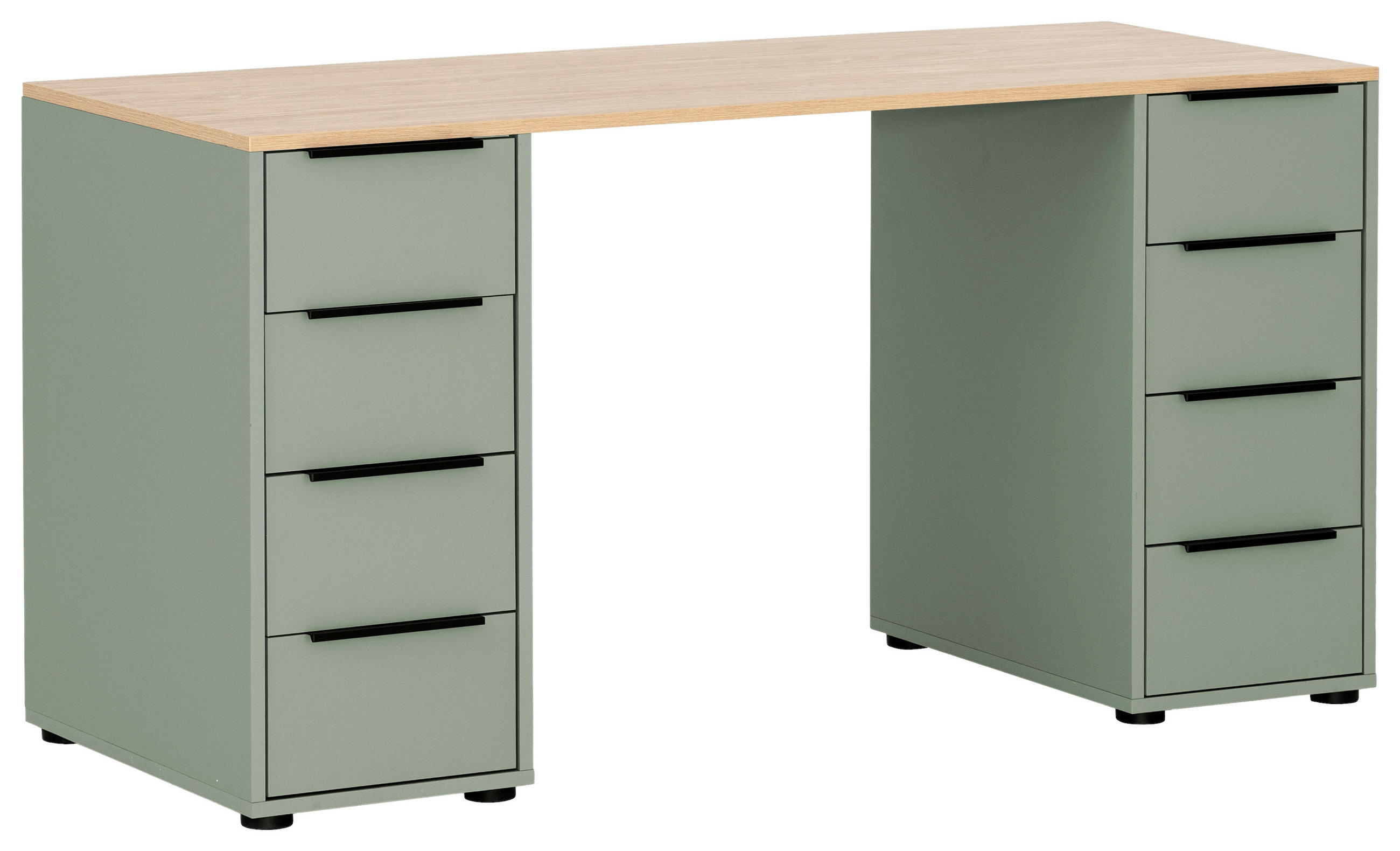 SCHREIBTISCH 55,5/140/73,1 cm  in Eichefarben, Olivgrün  - Eichefarben/Schwarz, MODERN, Holzwerkstoff/Metall (55,5/140/73,1cm) - MID.YOU