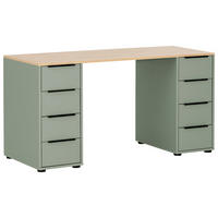 SCHREIBTISCH 55,5/140/73,1 cm  in Eichefarben, Olivgrün  - Eichefarben/Schwarz, MODERN, Holzwerkstoff/Metall (55,5/140/73,1cm) - MID.YOU