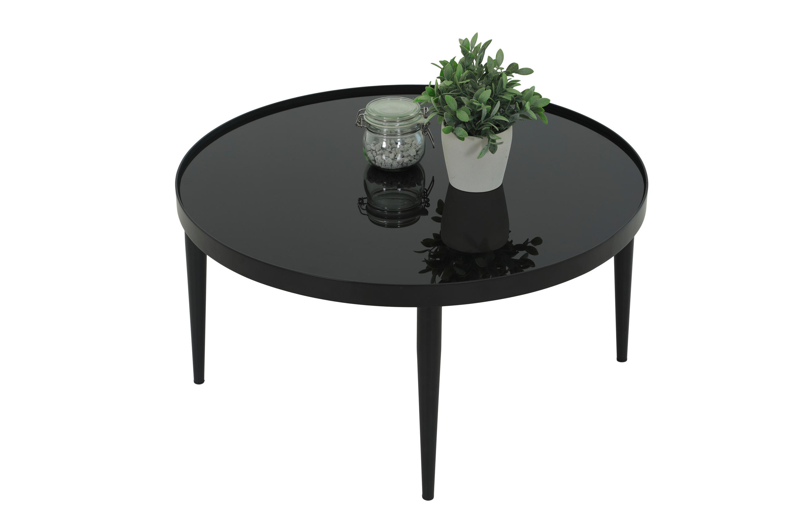 COUCHTISCH in Metall, Glas 80/80/40 cm  - Schwarz, Design, Glas/Metall (80/80/40cm) - Livetastic