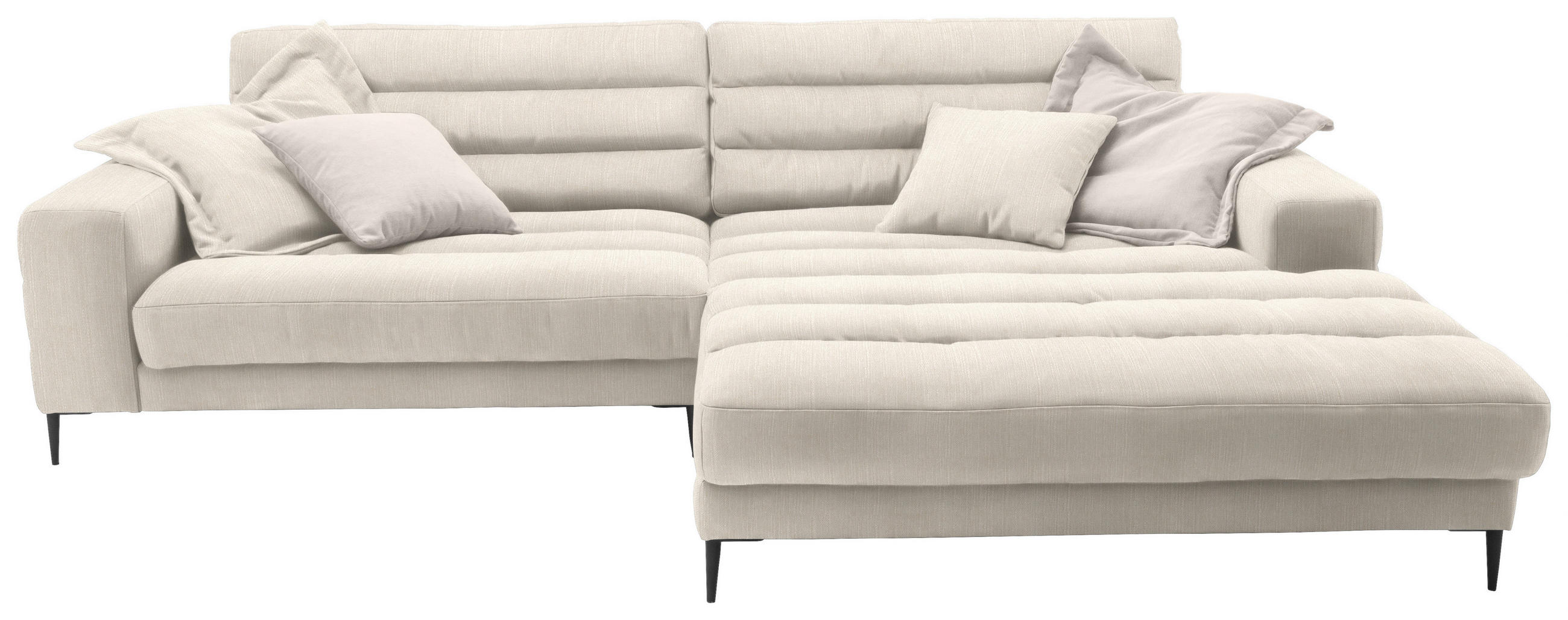 ECKSOFA in Flachgewebe Beige  - Beige/Schwarz, Design, Textil/Metall (296/207cm) - Dieter Knoll