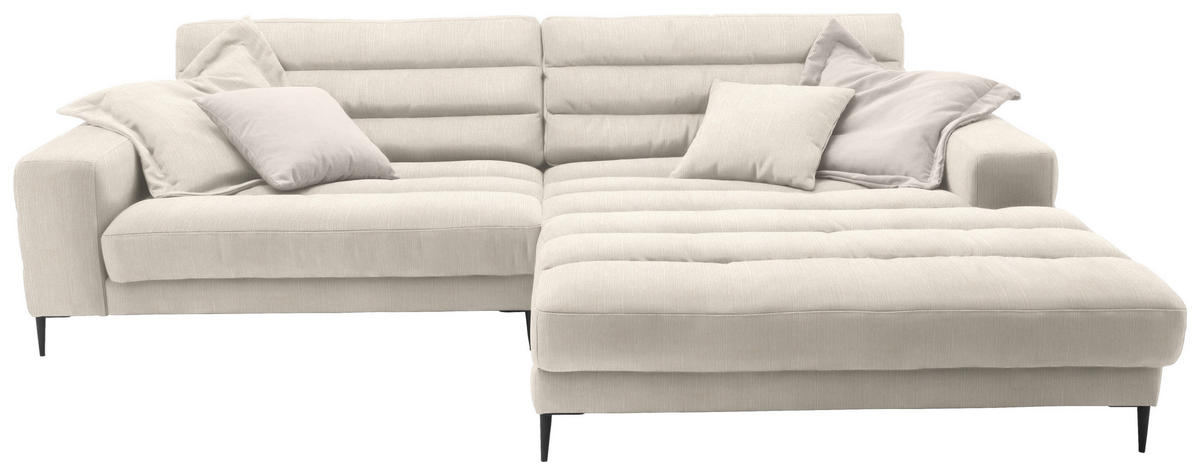 ECKSOFA in Flachgewebe Beige  - Beige/Schwarz, Design, Textil/Metall (296/207cm) - Dieter Knoll