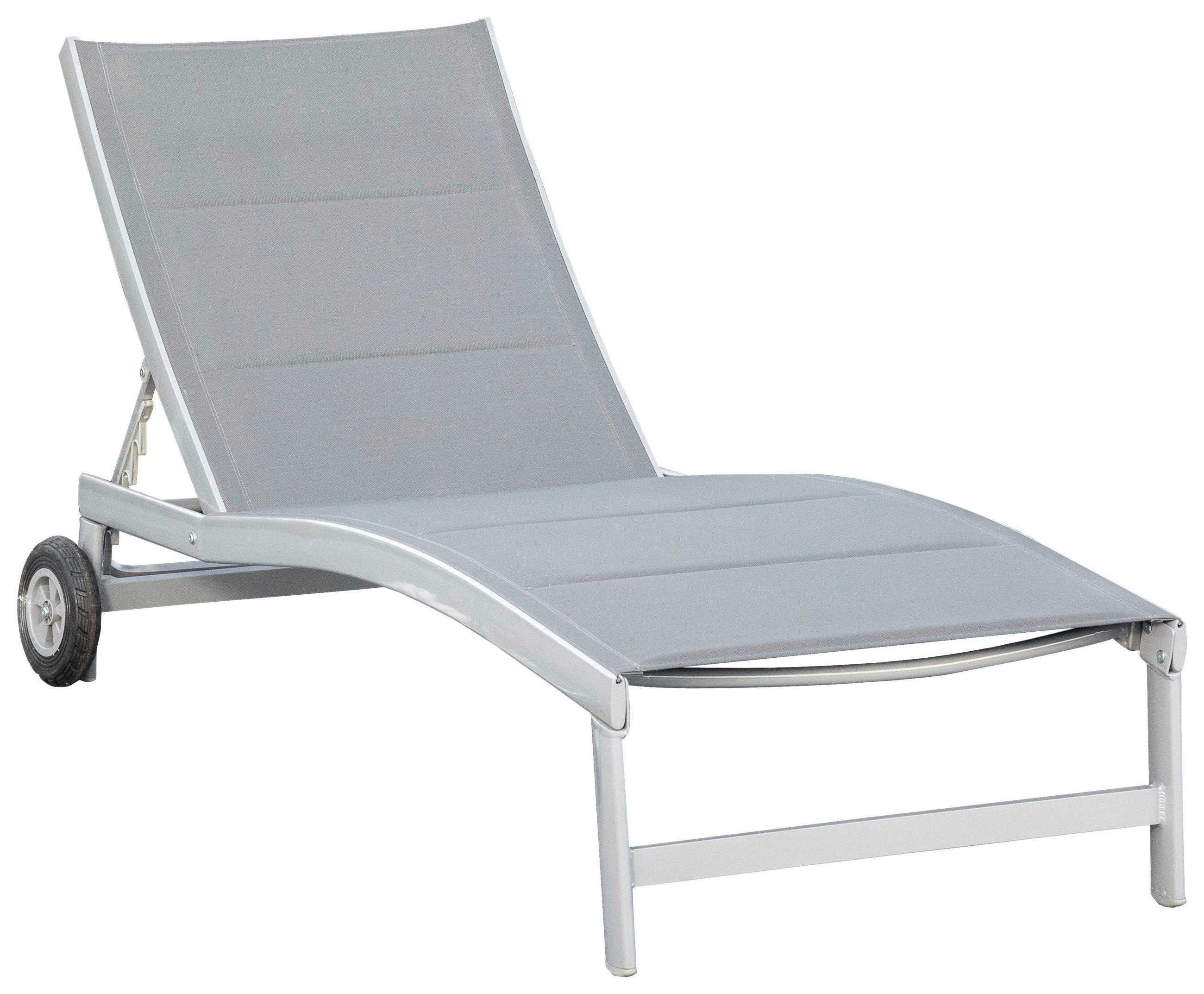 VRTNI LEŽALNIK aluminij prašno lakirano siva, srebrne barve  - srebrne barve/siva, Konvencionalno, kovina/tekstil (70/37,5/207cm) - Gardenson