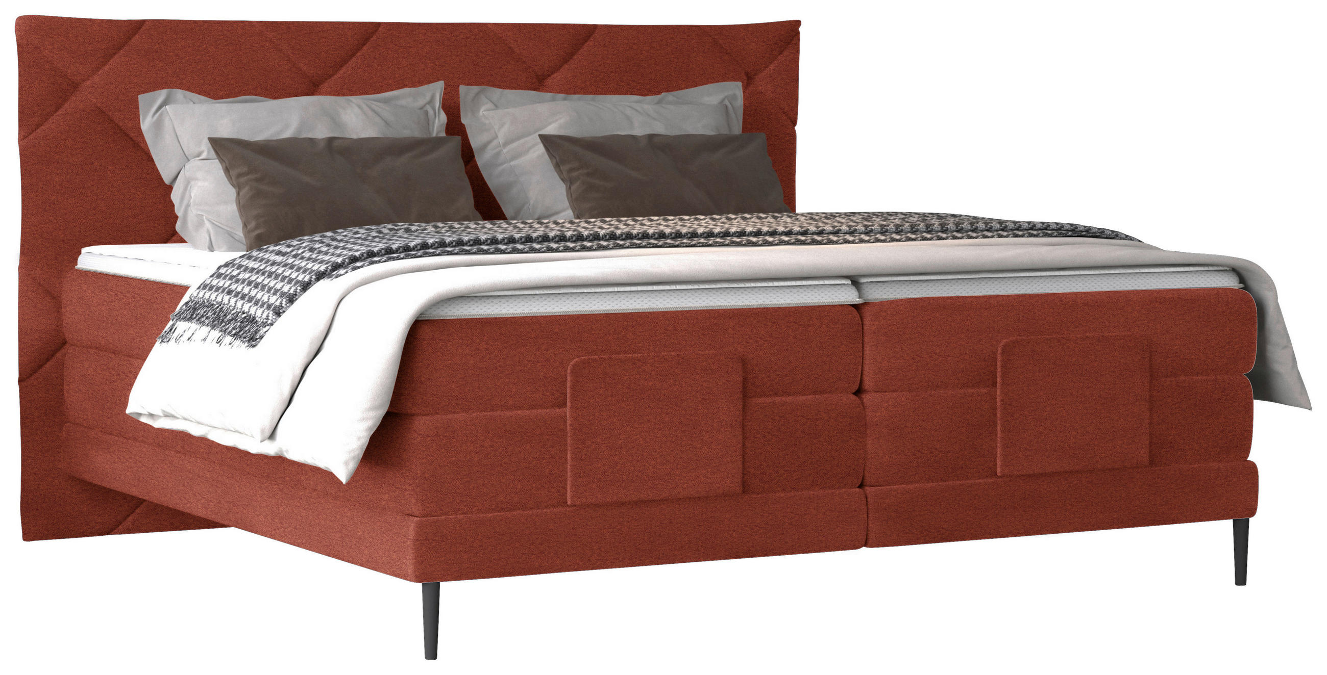 BOXSPRINGBETT 180/200 cm  in Rostfarben  - Rostfarben/Schwarz, Konventionell, Textil/Metall (180/200cm) - Esposa