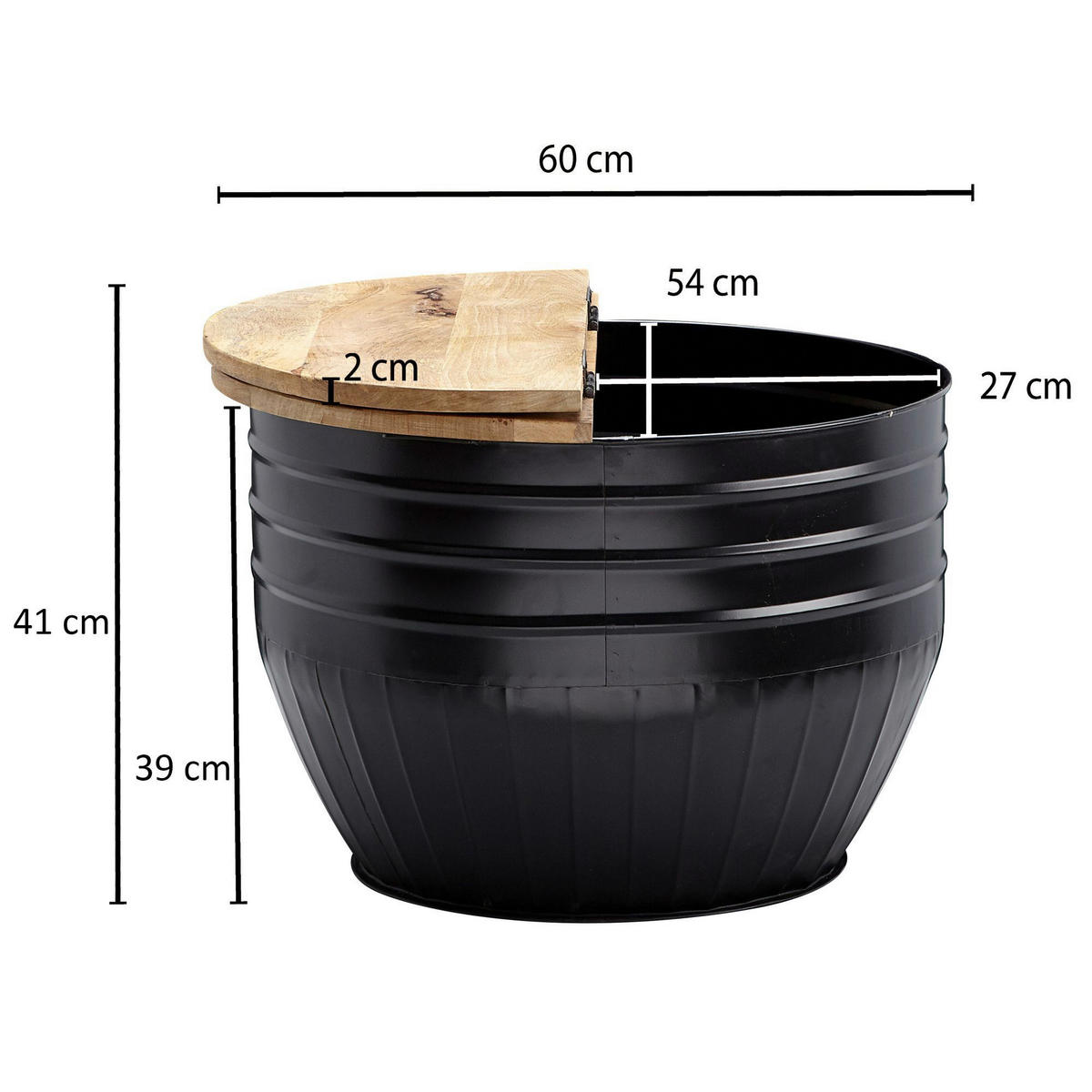 KLUBSKA MIZA, rjava  - črna/rjava, Moderno, kovina/les (60/60/41cm) - MID.YOU