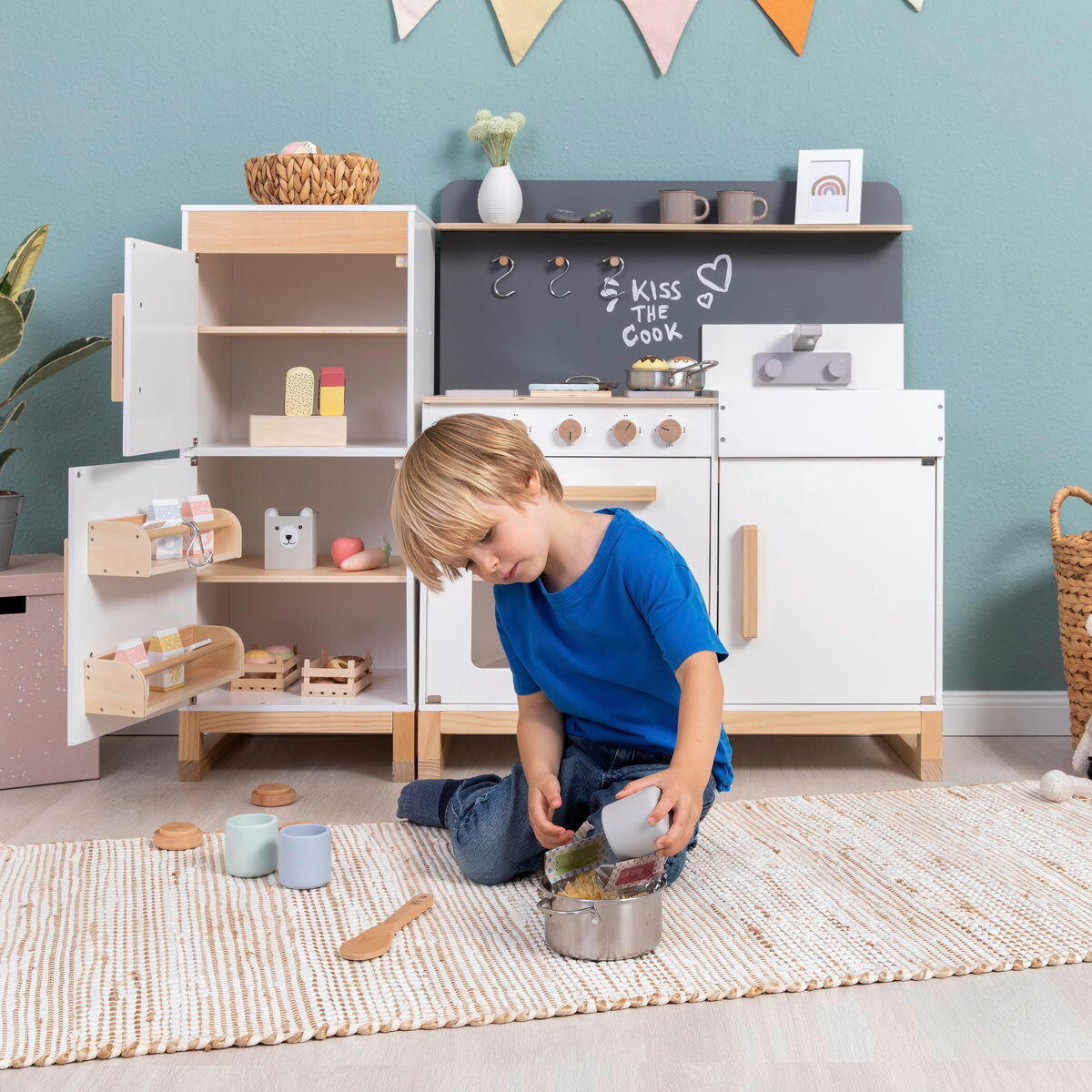 KINDERKÜCHE FISCUS  - Naturfarben/Weiß, Basics, Holz/Holzwerkstoff (33,9/32/82,5cm) - MUSTERKIND