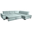 ECKSOFA in Cord Pastellblau  - Pastellblau/Schwarz, Design, Textil/Metall (313/242cm) - Xora