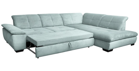 ECKSOFA in Cord Pastellblau  - Pastellblau/Schwarz, Design, Textil/Metall (313/242cm) - Xora