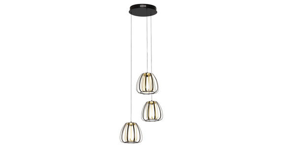 LED-HÄNGELEUCHTE 49/23/150 cm  - Goldfarben/Schwarz, Design, Kunststoff/Metall (49/23/150cm) - Novel