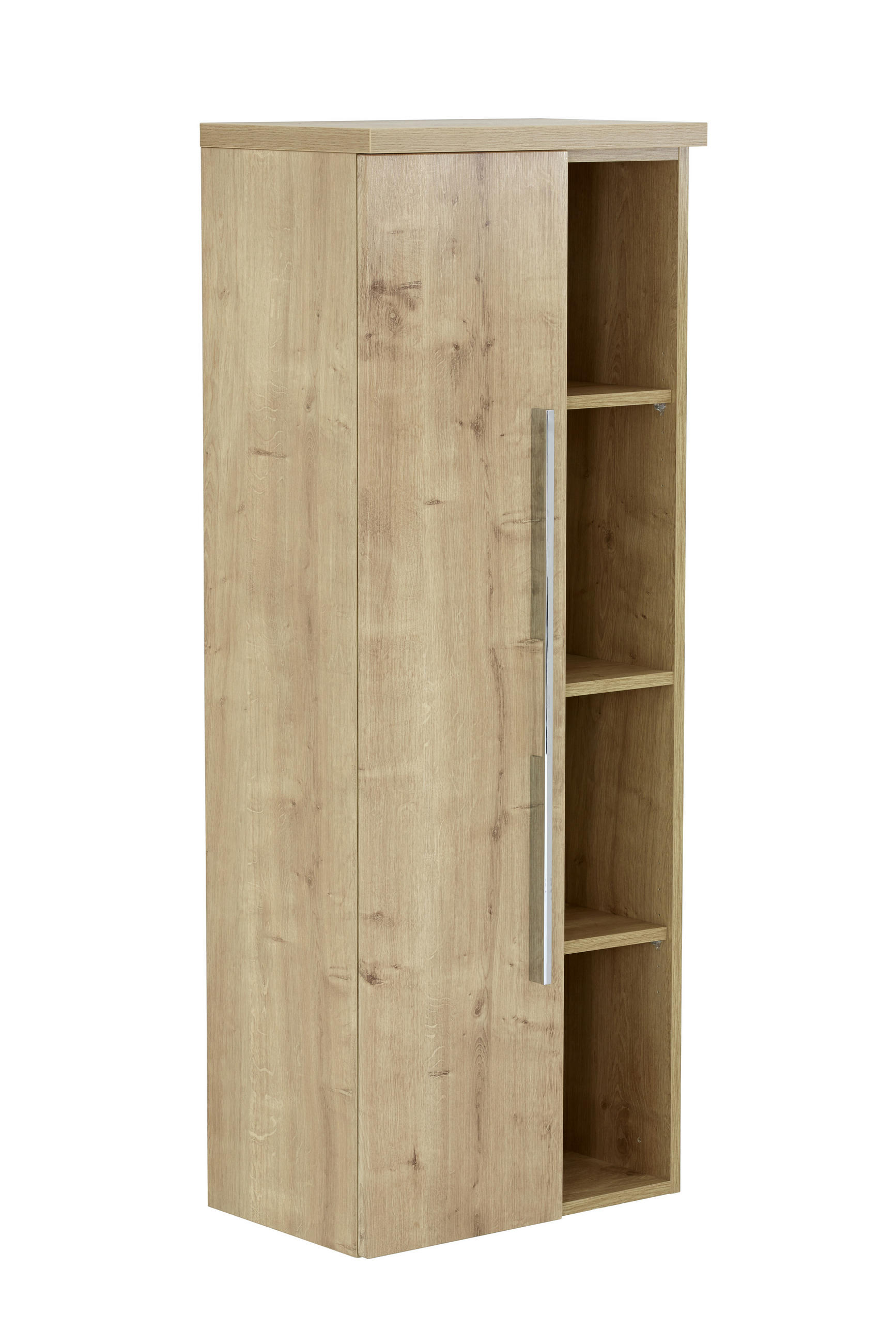 SREDNJE VISOKA OMARA 50/130,8/33 cm  - barve kroma/barve hrasta, Design, leseni material (50/130,8/33cm) - Dieter Knoll