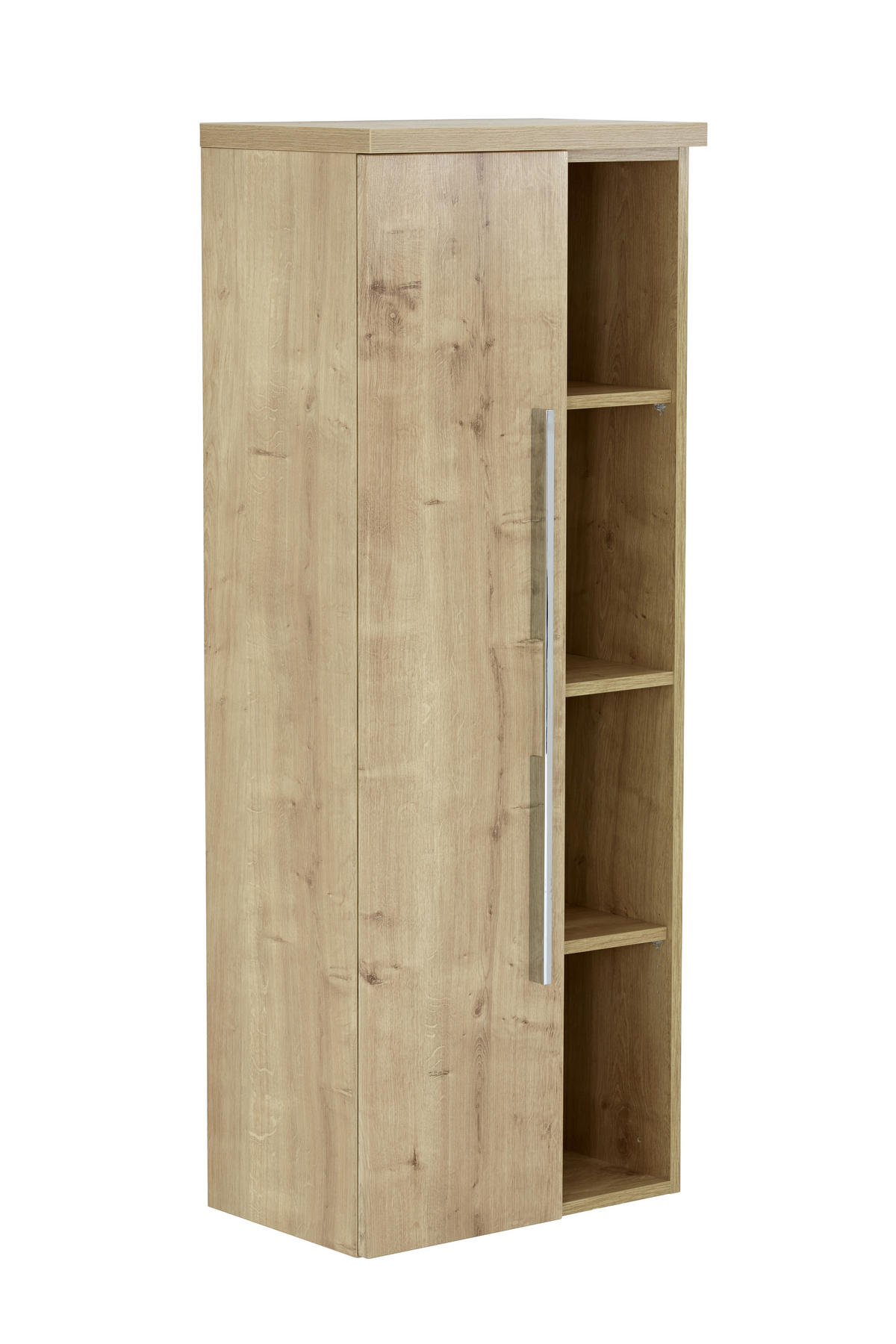 SREDNJE VISOKA OMARA 50/130,8/33 cm  - barve kroma/barve hrasta, Design, leseni material (50/130,8/33cm) - Dieter Knoll
