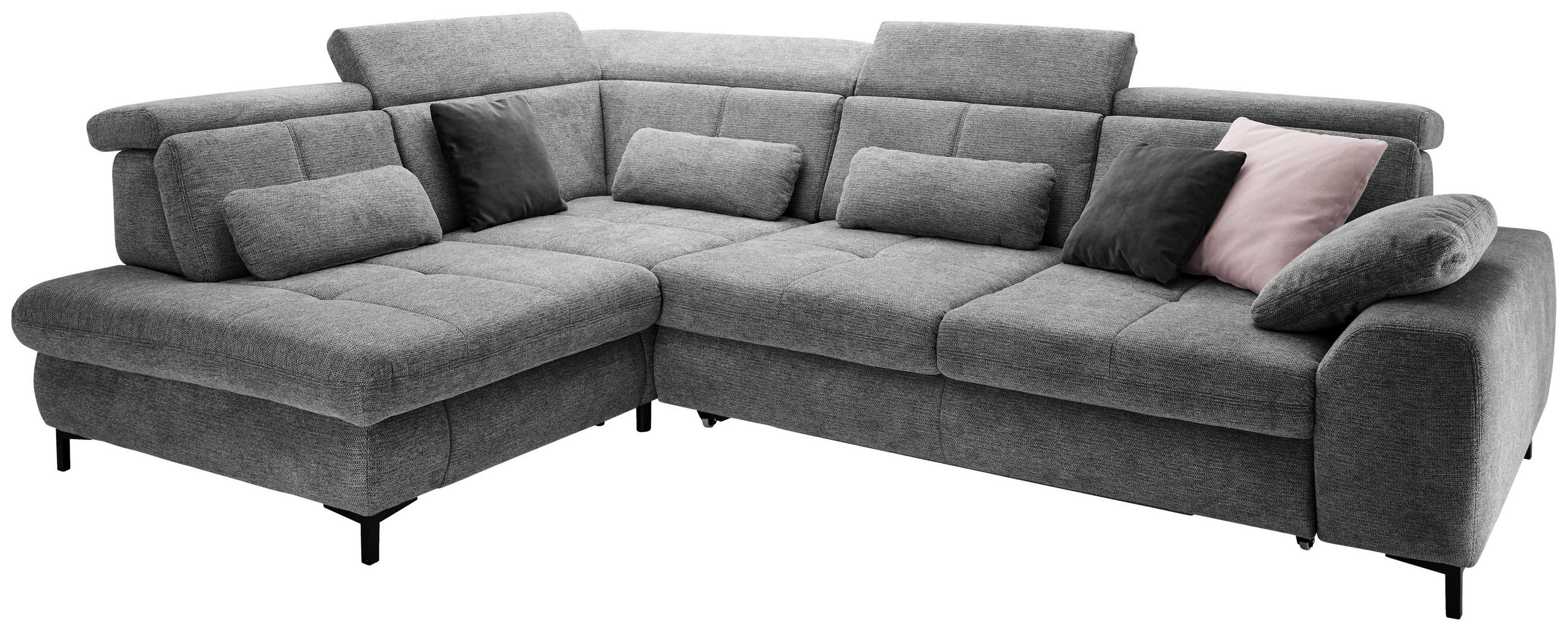 ECKSOFA Anthrazit Webstoff  - Anthrazit/Schwarz, KONVENTIONELL, Textil/Metall (220/314cm) - SetOne by Musterring