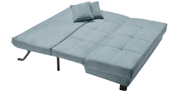 SCHLAFSOFA Mikrovelours Hellblau  - Schwarz/Hellblau, KONVENTIONELL, Textil/Metall (185/85/100cm) - Carryhome