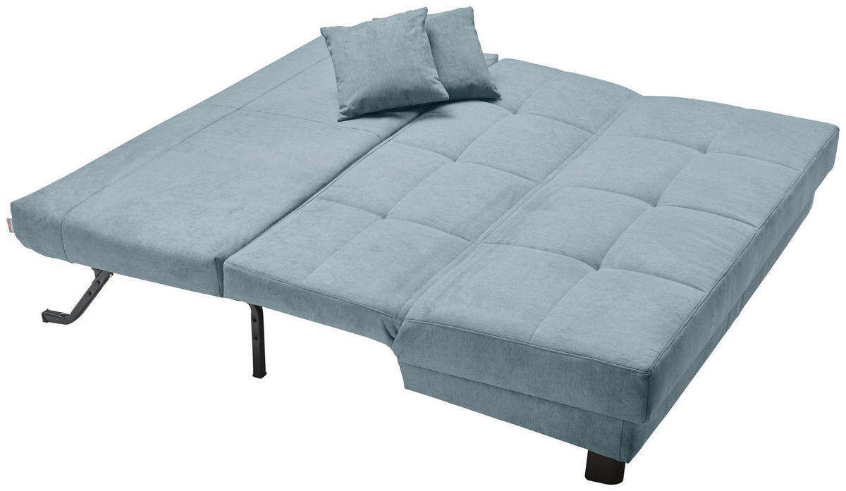 SCHLAFSOFA Mikrovelours Hellblau  - Schwarz/Hellblau, KONVENTIONELL, Textil/Metall (185/85/100cm) - Carryhome