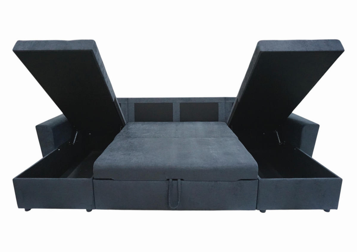 WOHNLANDSCHAFT TERMOLI in Jacquard Anthrazit  - Anthrazit/Schwarz, Design, Kunststoff/Textil (155/296/155cm) - MID.YOU