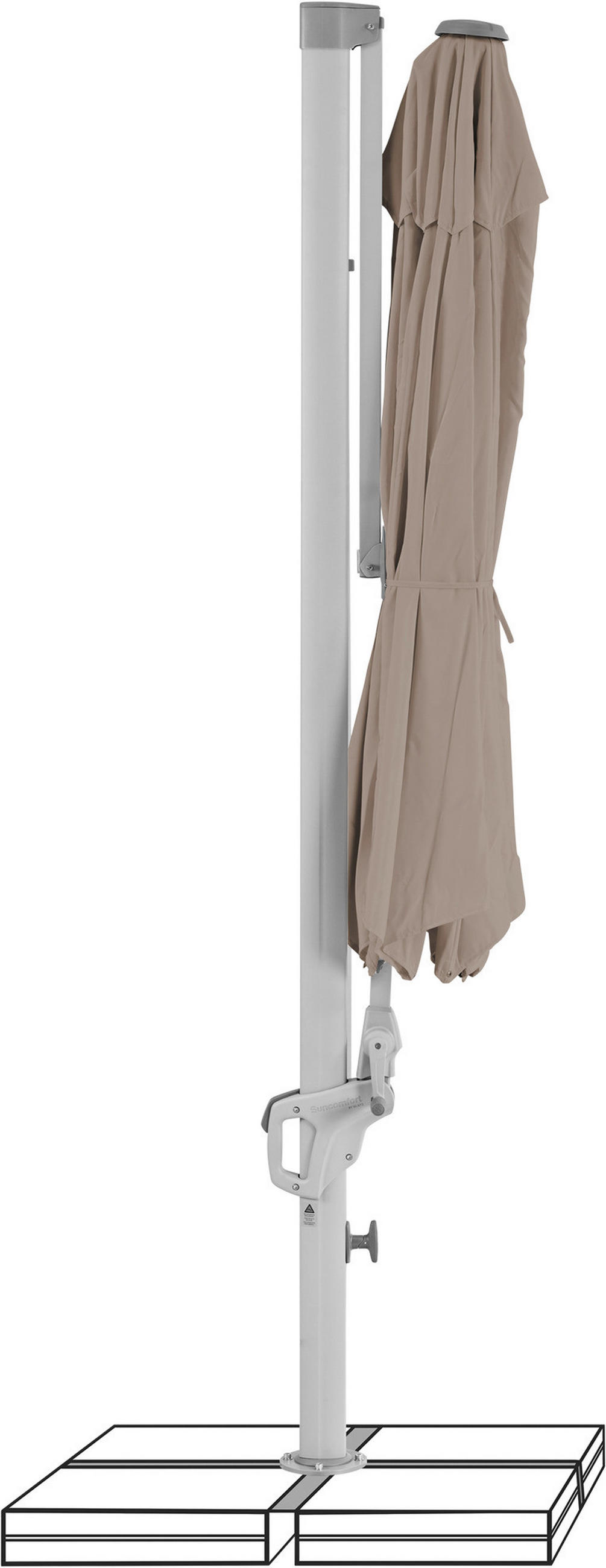 AMPELSCHIRM 300 cm  - Taupe/Silberfarben, KONVENTIONELL, Textil/Metall (300/300cm) - Suncomfort by Glatz