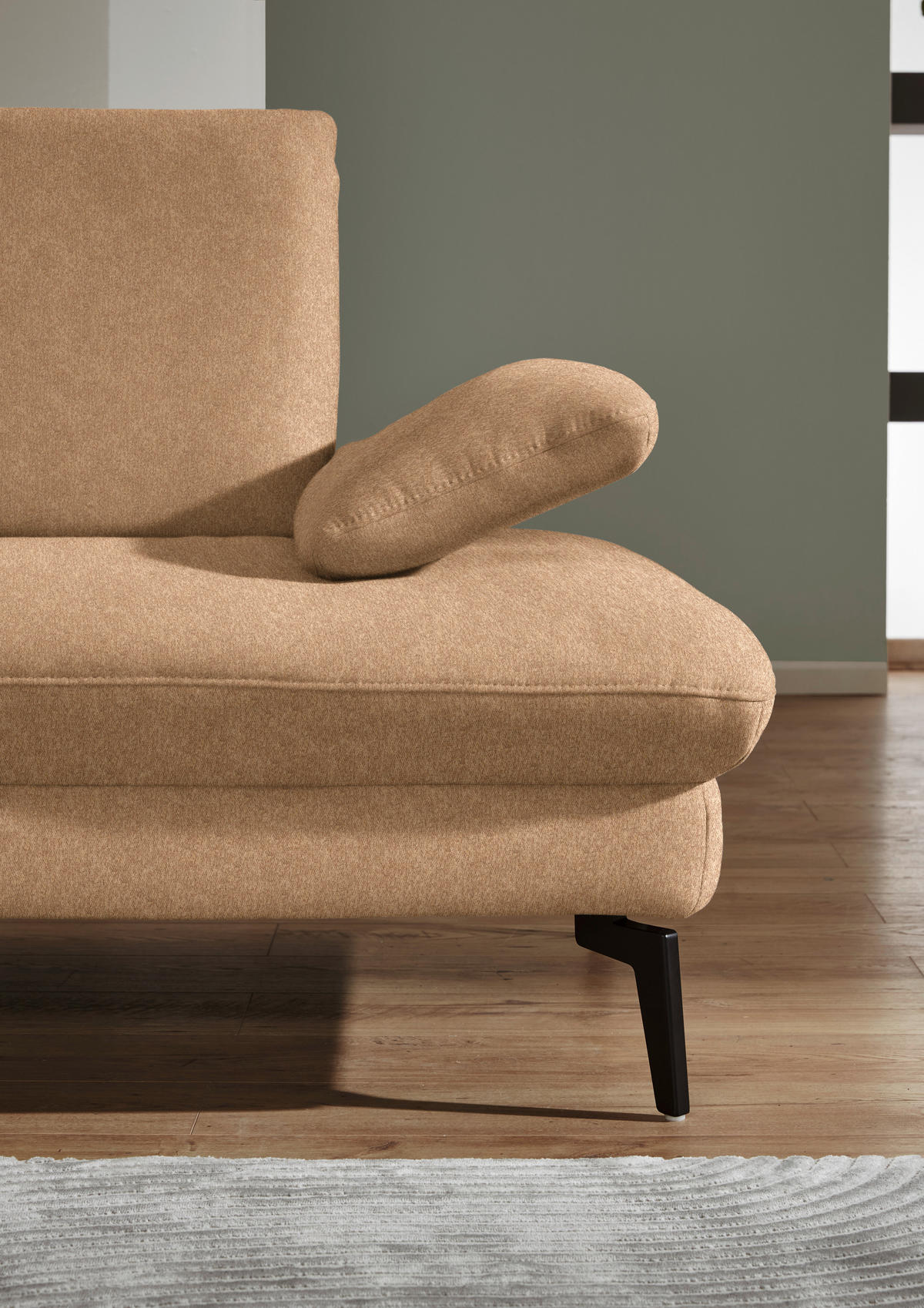 ECKSOFA in Chenille, Mikrofaser Cappuccino  - Schwarz/Cappuccino, Design, Textil/Metall (157/299cm) - Dieter Knoll