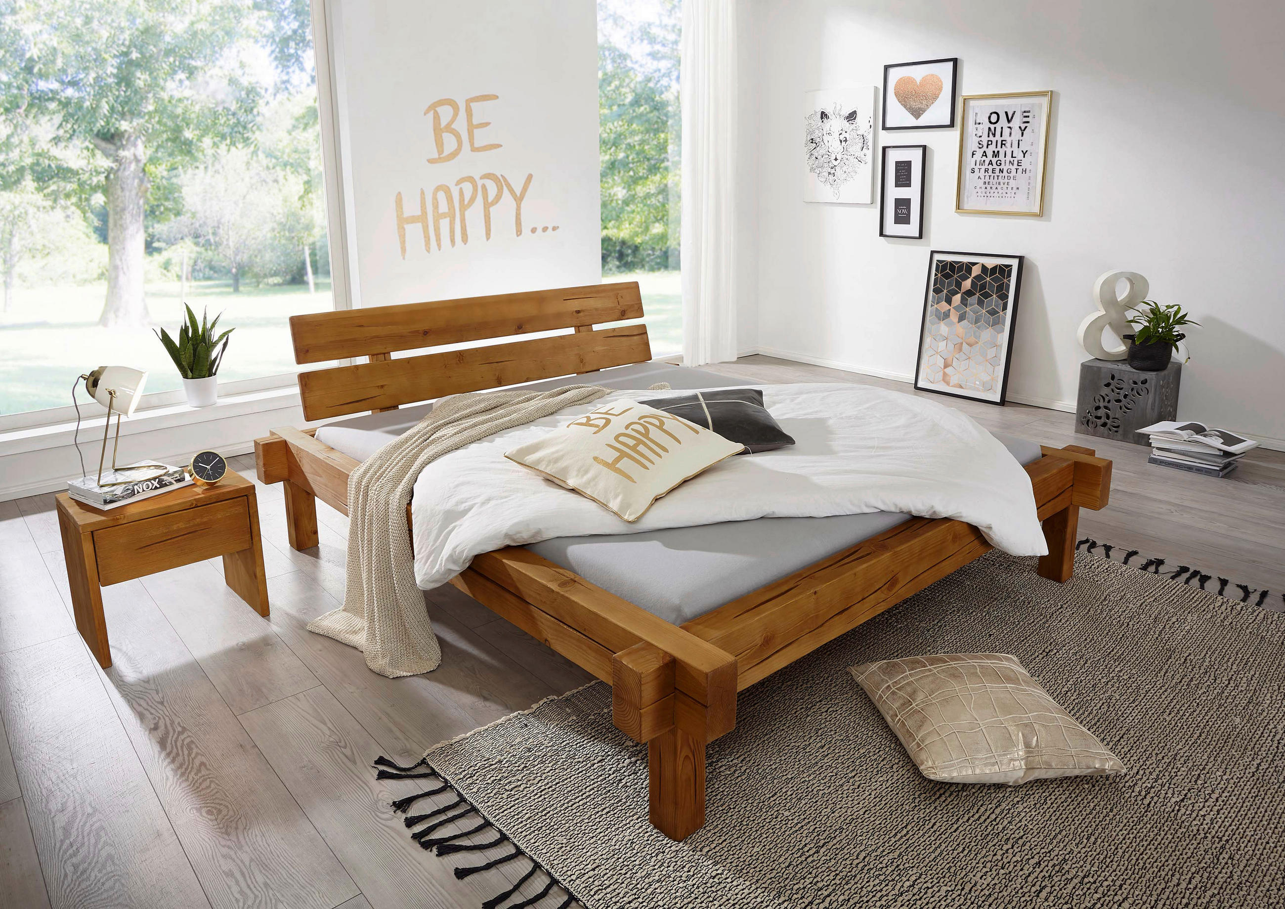 BALKENBETT 180/200 cm  in Eichefarben, Honig  - Eichefarben/Honig, KONVENTIONELL, Holz (180/200cm) - Livetastic